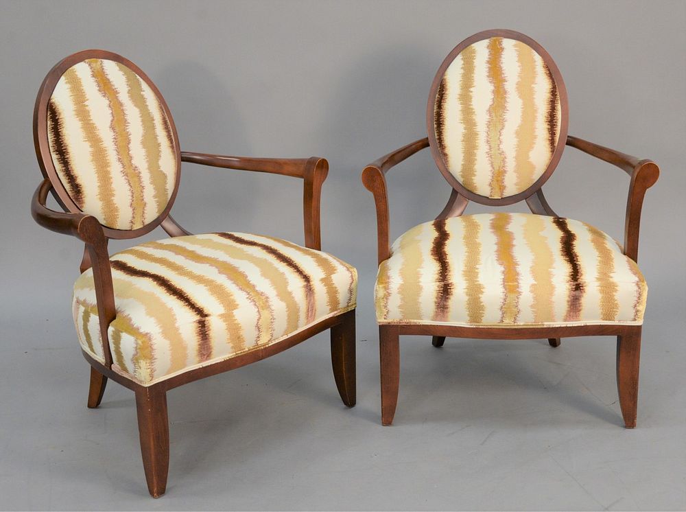 Appraisal: Pair of Baker upholstered armchairs ht wd Pair of Baker