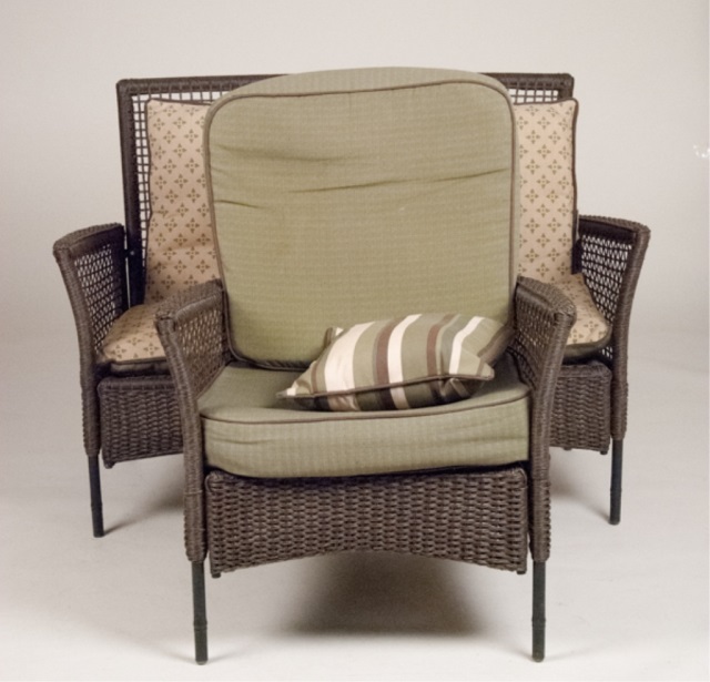 Appraisal: Two Pieces of Rattan Furniture Loveseat and side chair with