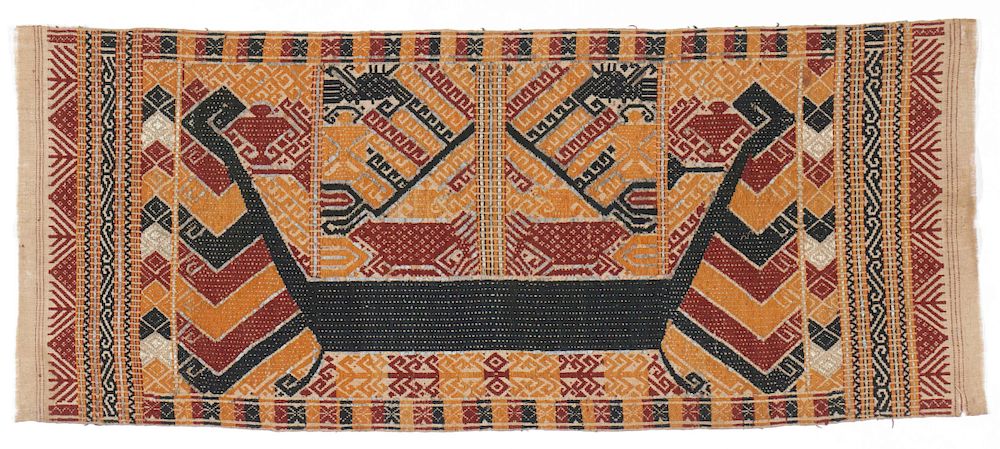 Appraisal: Lampung Tatibin Ceremonial Textile Ceremonial cloth tatibin with ship pattern