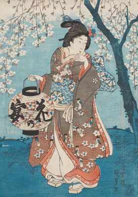 Appraisal: Utagawa Kunisada Japanese - Geisha with a lantern Woodblock print