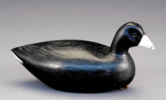 Appraisal: Coot decoy by Charles Seidel Virginia circa painted and carved