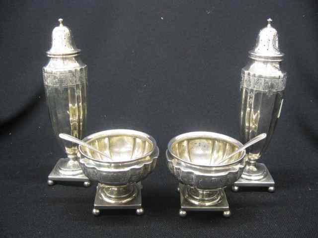 Appraisal: pc Whiting Sterling Silver Salt Pepper Set deco ribbed design