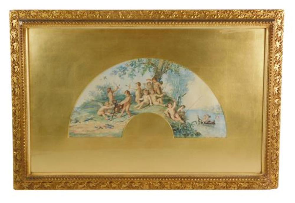 Appraisal: Edouardo Vitali Italian th century watercolor on silk twill depicts