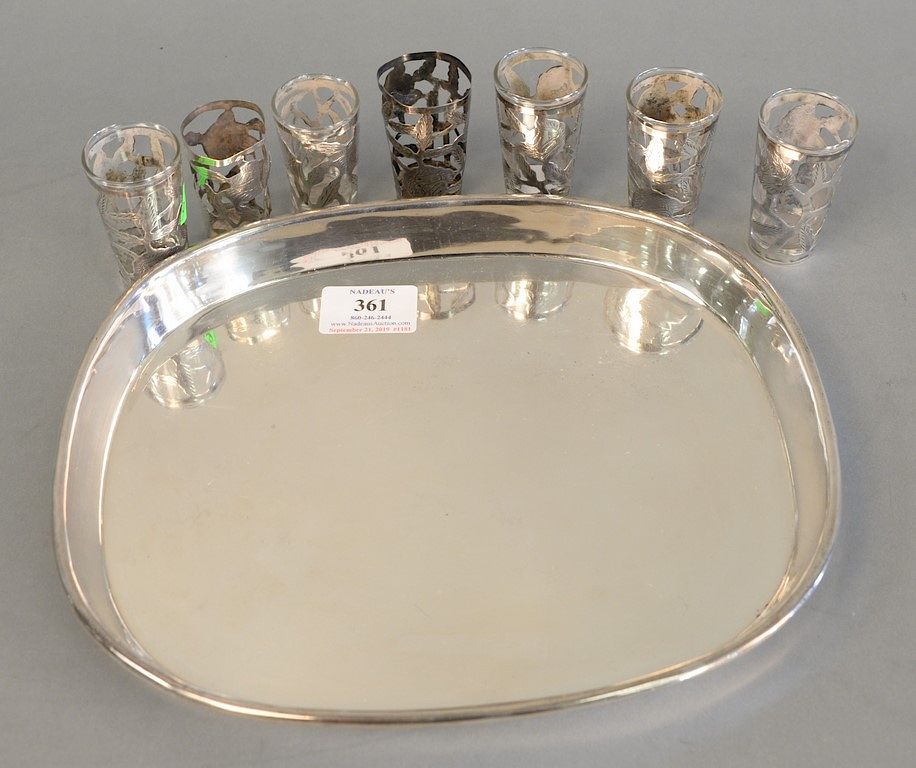 Appraisal: Eight piece lot to include Mexican silver assembled drink set