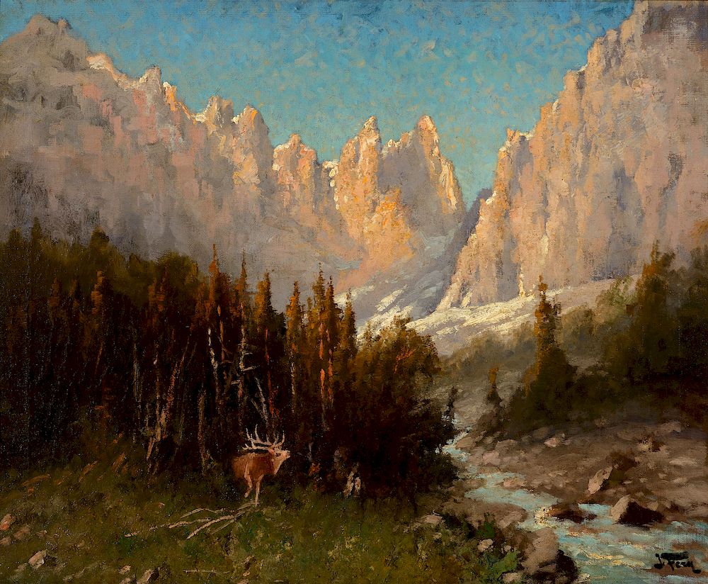 Appraisal: John Fery - Elk by a Canyon Stream Exclusive on