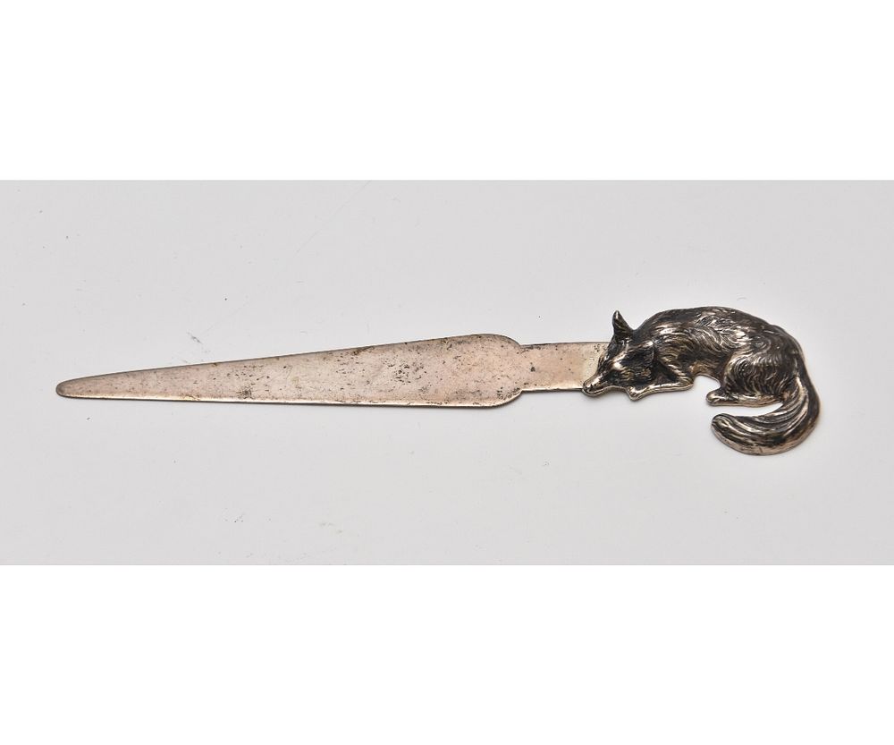 Appraisal: Sterling Silver Fox Letter Opener Sterling silver fox letter opener