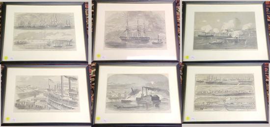 Appraisal: Six th C wood engravings Harper's Weekly illustrations maritime civil