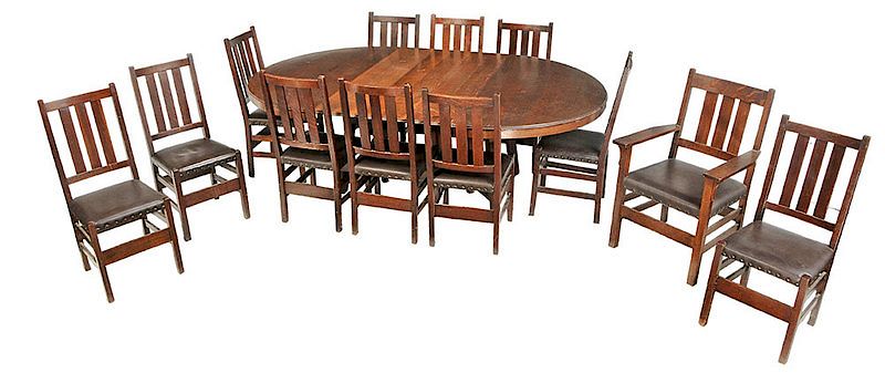 Appraisal: Arts and Crafts Gustav Stickley and Limbert Dining Set early