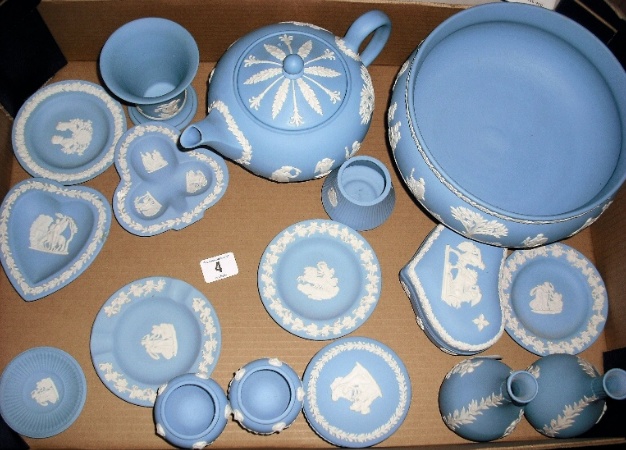 Appraisal: A Collection of Wedgwood Light Blue Jasperware To Include Teapot