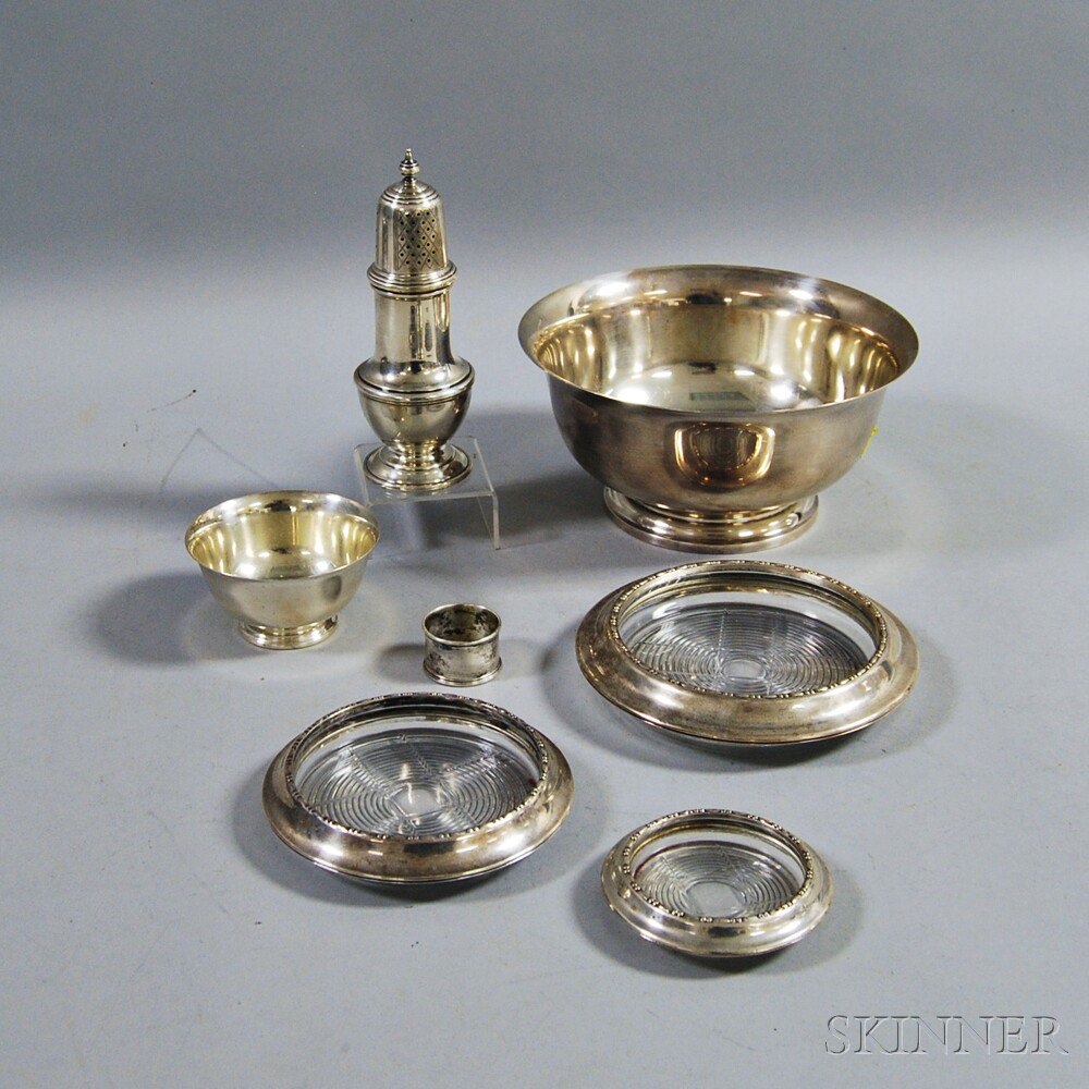 Appraisal: Seven Pieces of Sterling Silver Tableware an American Georg Jensen