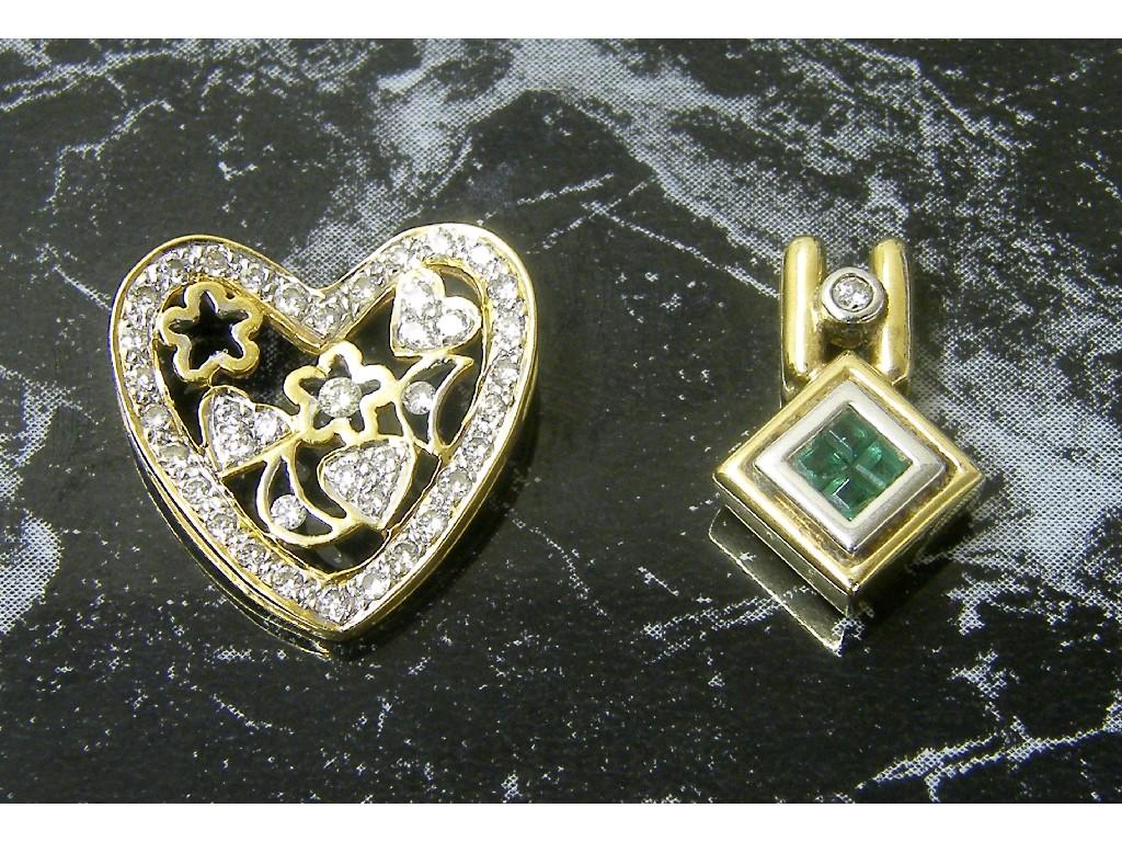 Appraisal: k diamond heart pendant gm together with a ct diamond