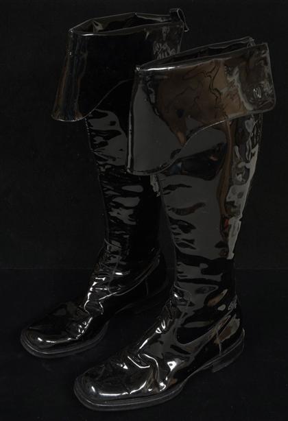 Appraisal: Tall Chanel black patent leather Cossack boots s- s Knee-high