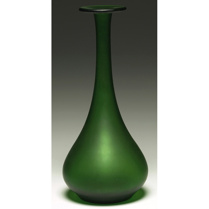 Appraisal: Loetz vase attribution bulbous shape in deep green glass w