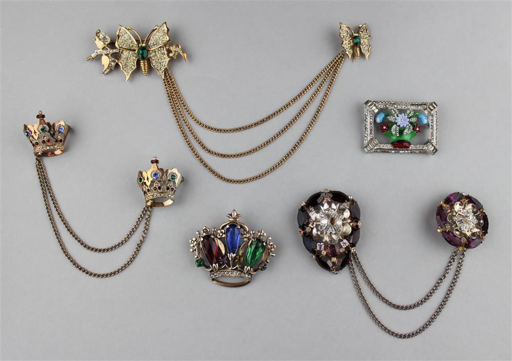 Appraisal: COLLECTION OF FIVE STERLING BROOCHES UNSIGNED