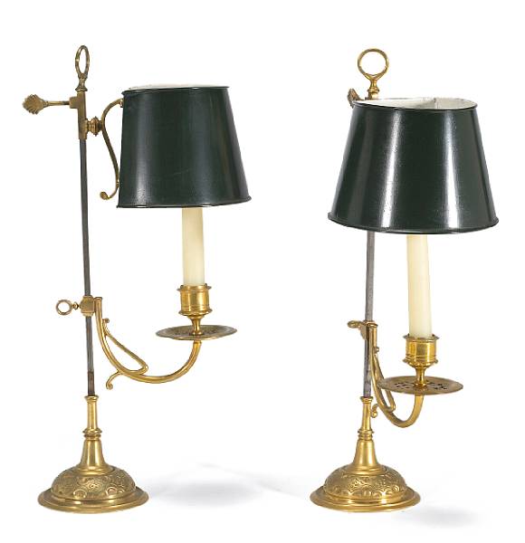 Appraisal: A pair of Gothic Revival gilt bronze single light adjustable