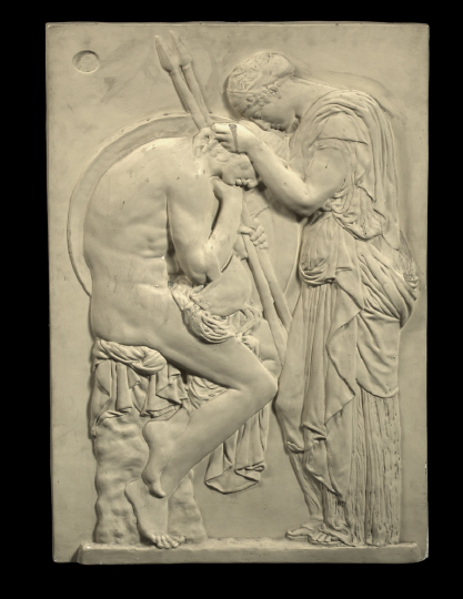 Appraisal: Large Relief-Cast White Plaster Plaque in the Classical Taste first