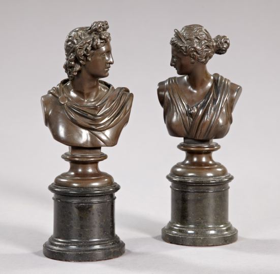 Appraisal: Pair of Italian Grand Tour Patinated Bronze Tabletop Busts of