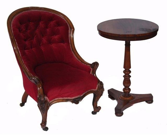 Appraisal: A VICTORIAN MAHOGANY FRAME SPOON BACK OCCASIONAL CHAIR with serpentine