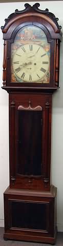 Appraisal: C-scroll ornamented cresting arched glazed door painted dial works by