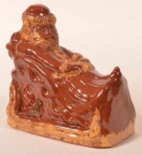 Appraisal: Foltz Redware Pottery Molded Santa in Sleigh Signed under base