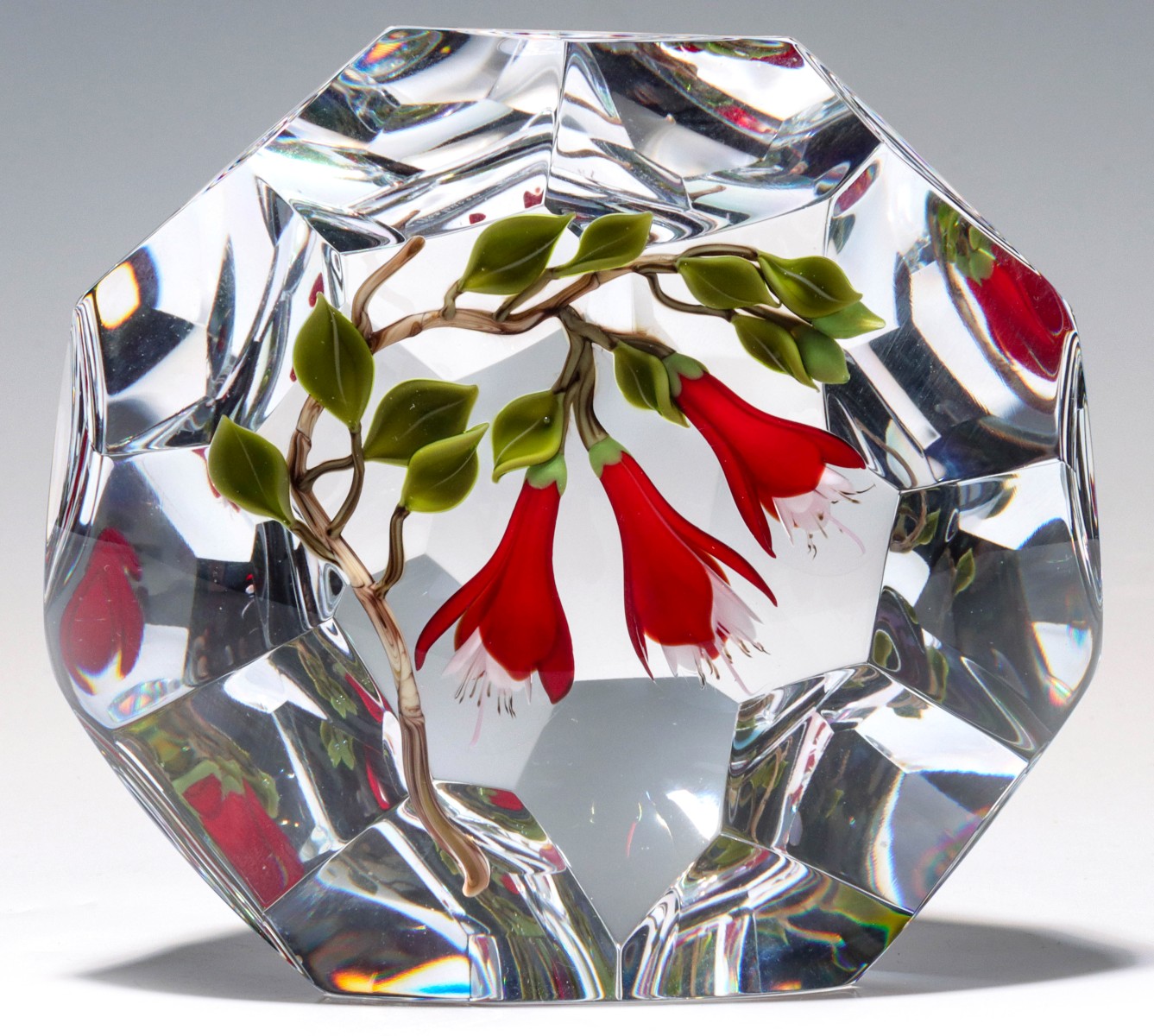 Appraisal: A FACETED PILLAR PAPERWEIGHT SIGNED VICTOR TRABUCCOVictor Trabucco th Century