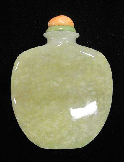 Appraisal: Chinese carved celadon jade snuff bottle th century