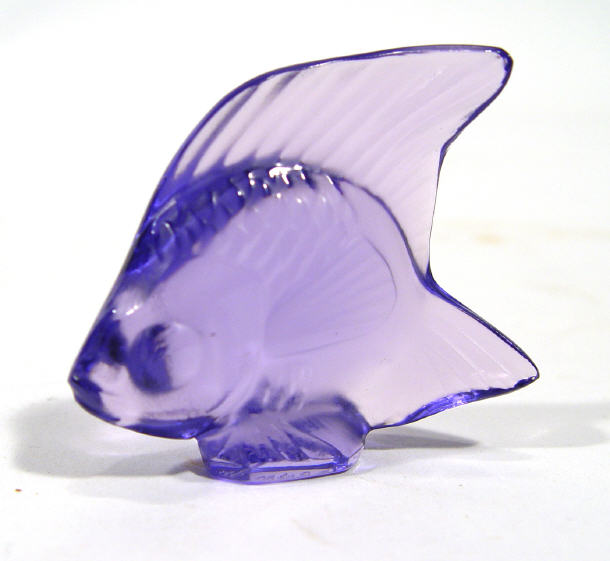 Appraisal: Amethyst Lalique glass fish etched Lalique France to the base