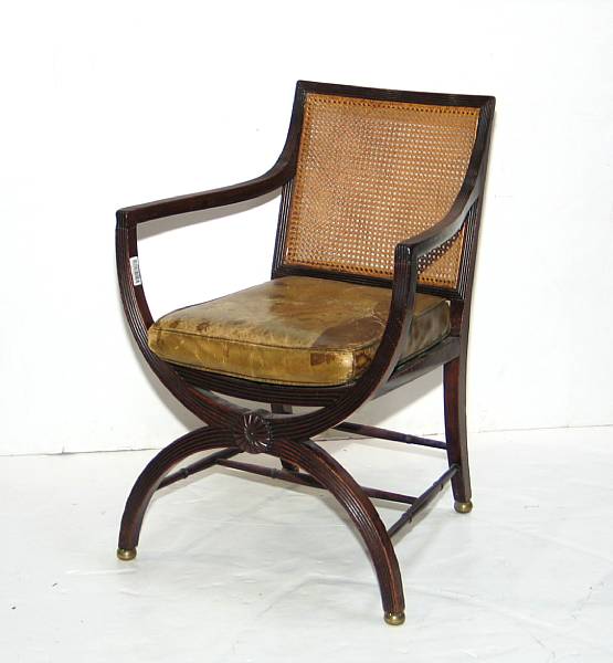 Appraisal: A Regency mahogany curule armchair first quarter th century height