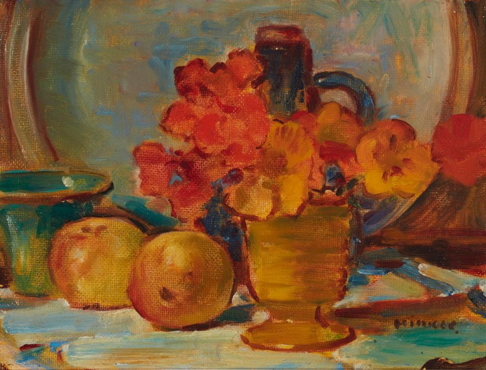 Appraisal: Clarence Hinkle - Still life Oil on Masonite Signed lower