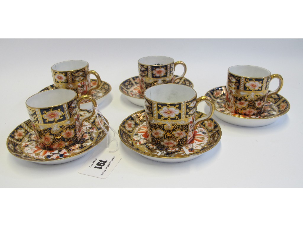 Appraisal: Five Royal Crown Derby Imari pattern coffee cans and saucers