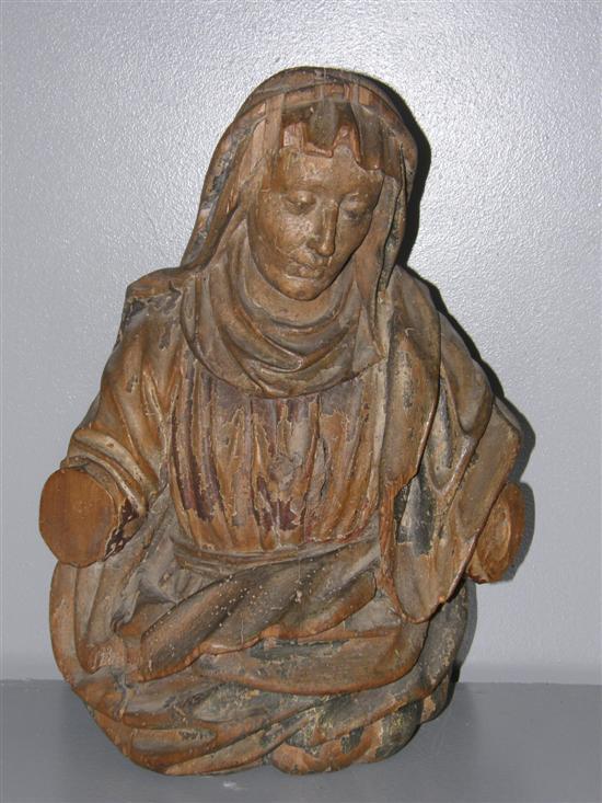 Appraisal: Early th century carved and painted half length figure of