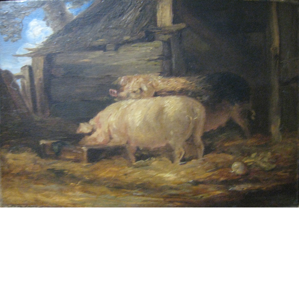 Appraisal: Follower of James Ward Two Sows Oil on panel x