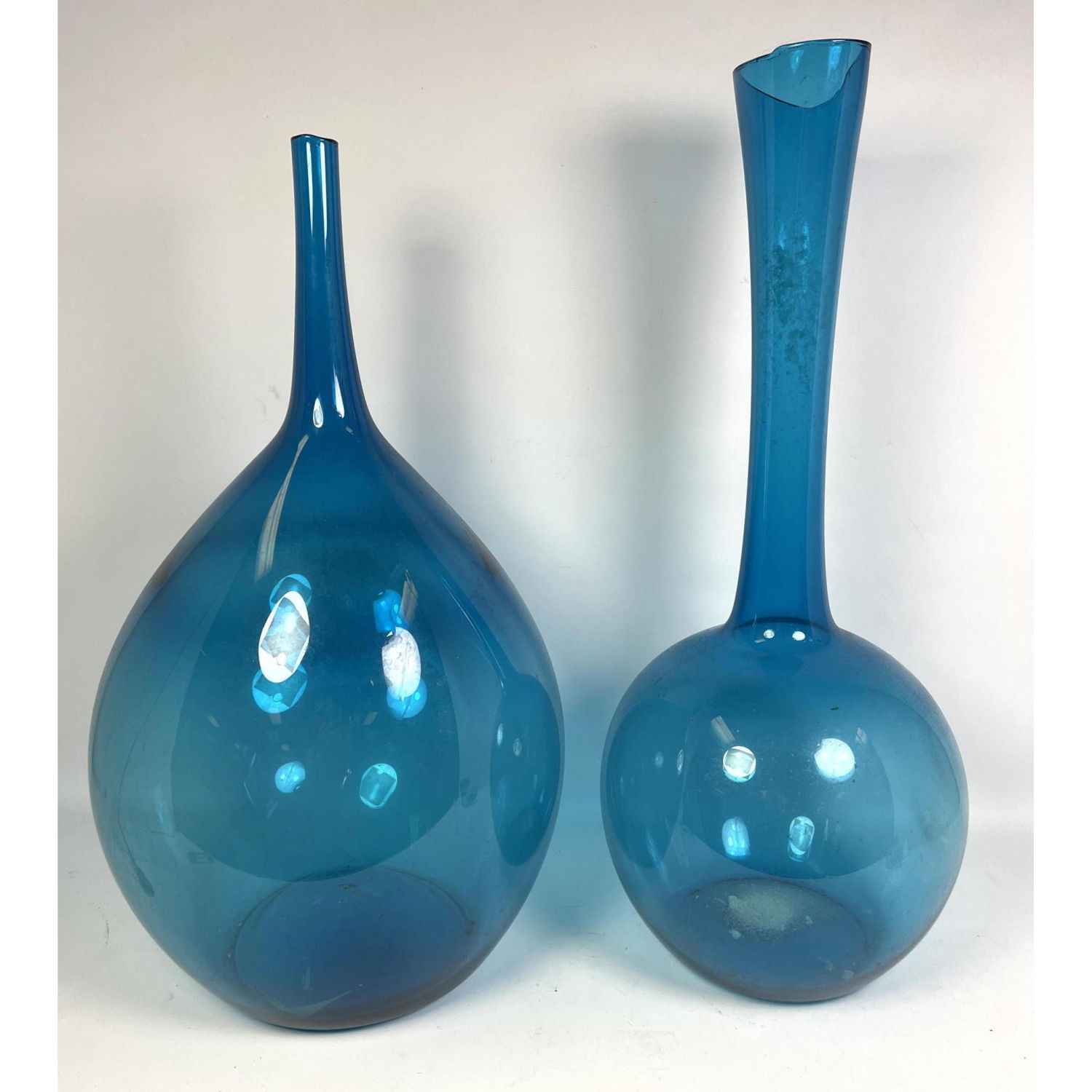 Appraisal: pcs Large Blenko Style Blown Glass Vases Dimensions H inches