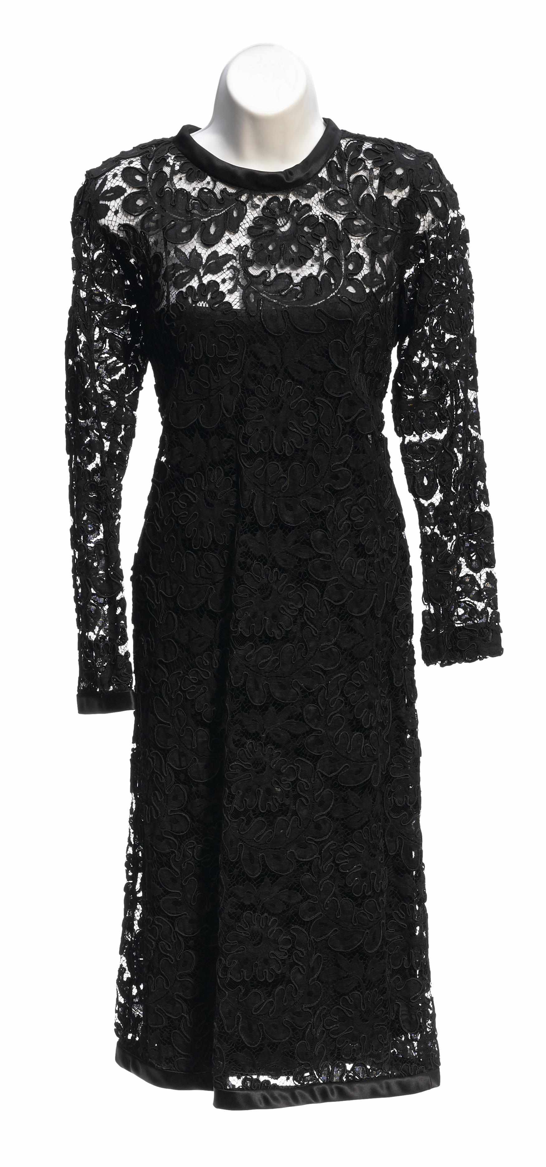 Appraisal: An Yves St Laurent black lace dress size together with