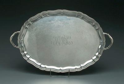 Appraisal: Gorham sterling tray oval with stepped scalloped border and two