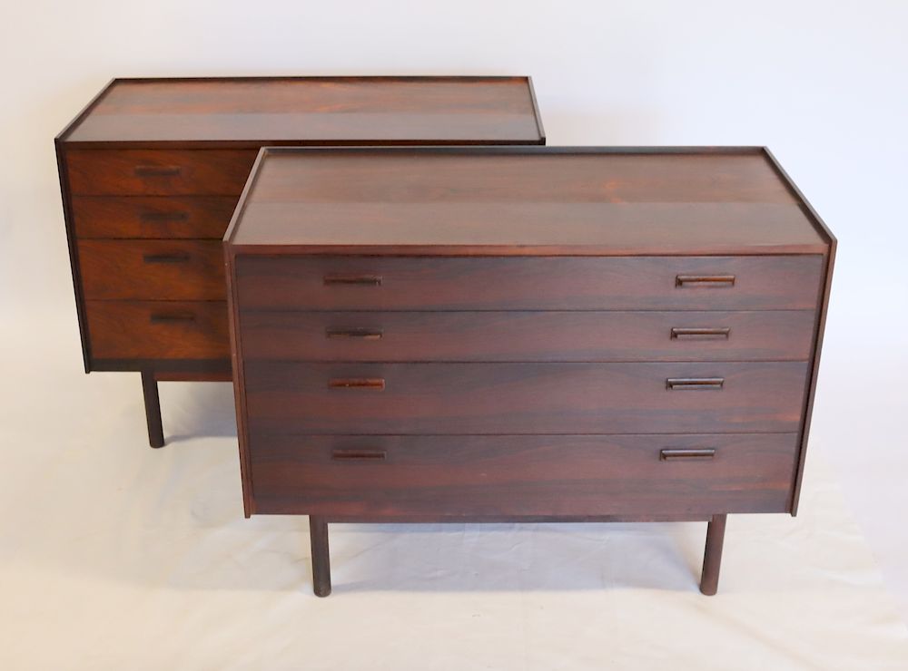 Appraisal: MIDCENTURY Pair Of Rosewood Drawer Chests Great looking pair with