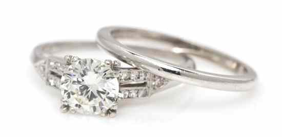 Appraisal: A Platinum and Diamond Ring containing one round brilliant cut