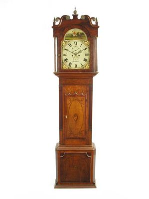 Appraisal: An early th century oak and mahogany longcase clock with