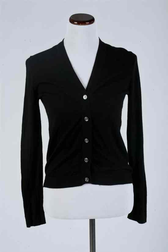 Appraisal: HERMES BLACK CASHMERE AND SILK BLEND CARDIGAN Size small