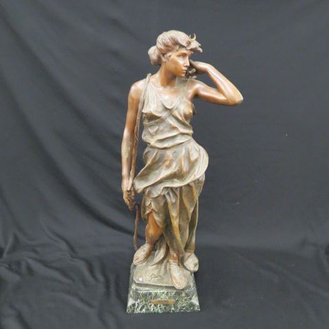 Appraisal: Bronzed Statue of Diane after Pfeffer plus marble base late