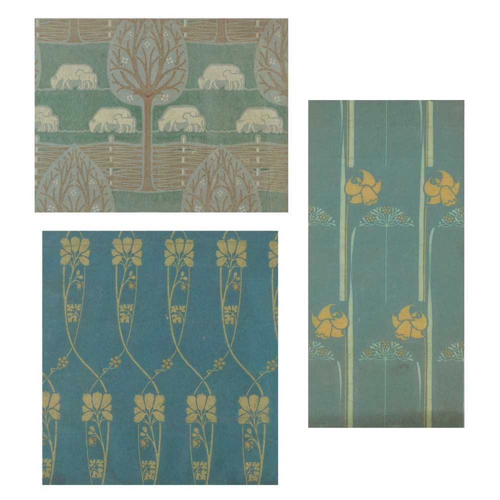 Appraisal: HARRY NAPPER - GROUP OF THREE WALLPAPER SAMPLES CIRCA printed