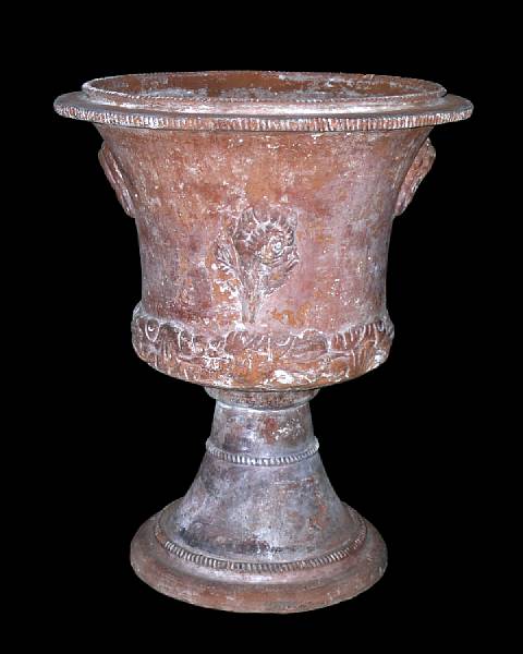 Appraisal: An Italian Neoclassical terra cotta urn on pedestal th century