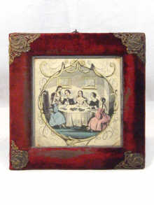 Appraisal: A framed Victorian hand coloured print of a family playing