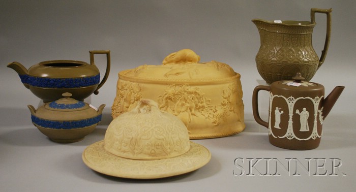 Appraisal: Five Wedgwood Dry Body Wares and a Caneware Covered Butter