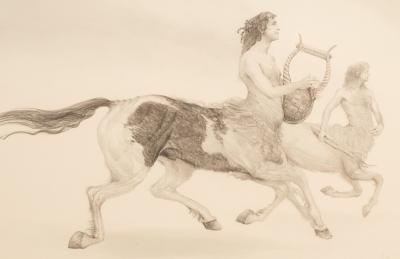 Appraisal: Malcolm Ashman born Two Centaurs one paying a Lyre monogrammed