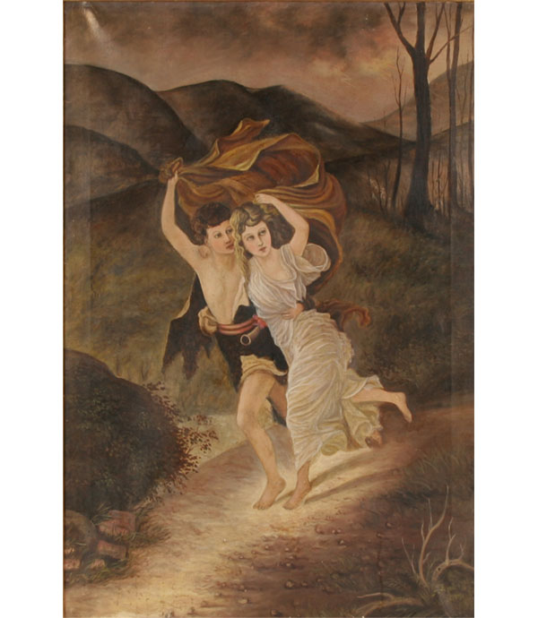 Appraisal: Mythological oil painting depicting Venus and Adonis Unsigned x Several