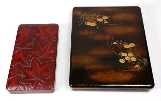 Appraisal: Japanese Lacquered Letter Boxes lot of Japanese lacquered letter writing