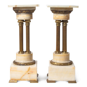 Appraisal: A Pair of Continental Gilt Bronze Mounted Onyx Pedestals Late