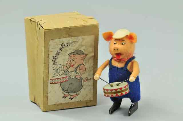 Appraisal: SCHUCO BOXED PIG DRUMMER Germany full felt outfit of orange