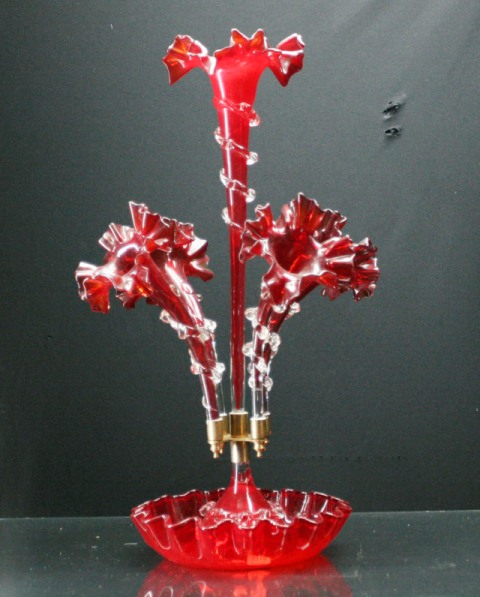 Appraisal: A Victorian style ruby glass trumpet vase